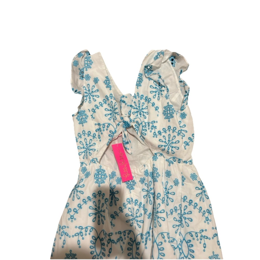 Lilly Pulitzer Lillyanne Eyelet Midi Dress Size 8 Turquoise blue Oasis Neon New - Picture 7 of 8